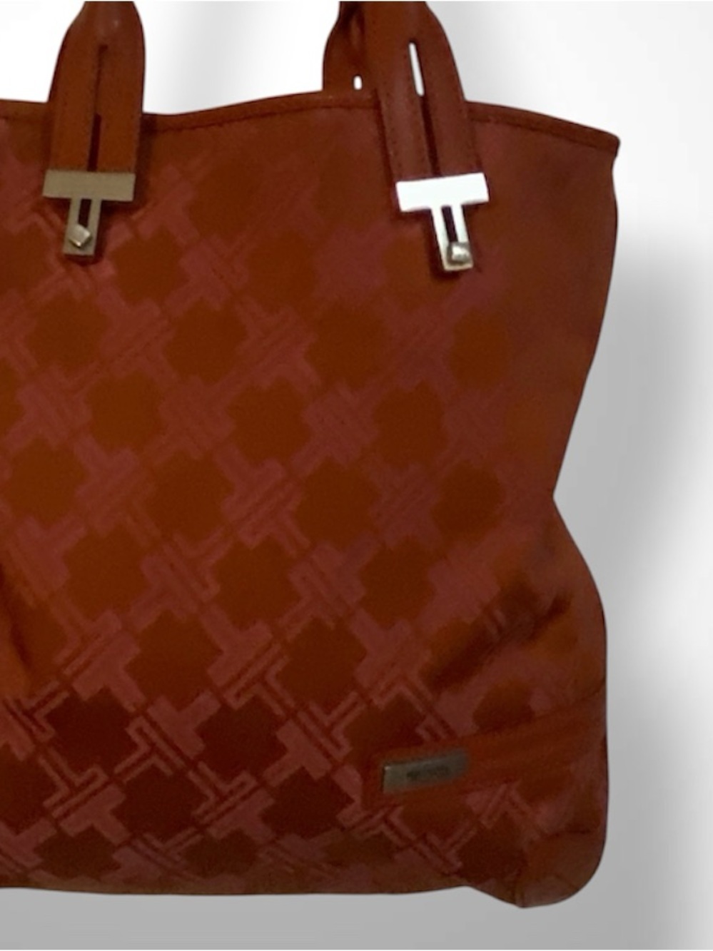 Tumi Wine (Rust Brow) Monogram Tote with Top Handles